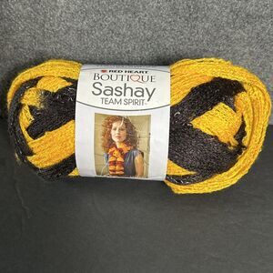 Red Heart Boutique Sparkle Team Spirit Gold and Black Yarn New 3.5 Oz 30 Yds
